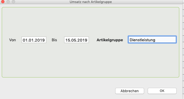 Auswertung nach Artikelgruppen