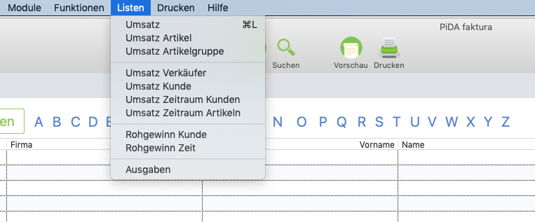 Auswertungslisten