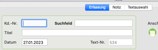 Textverfassung Register