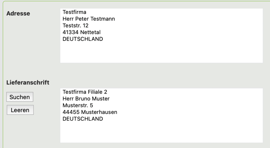 Lieferanschrift