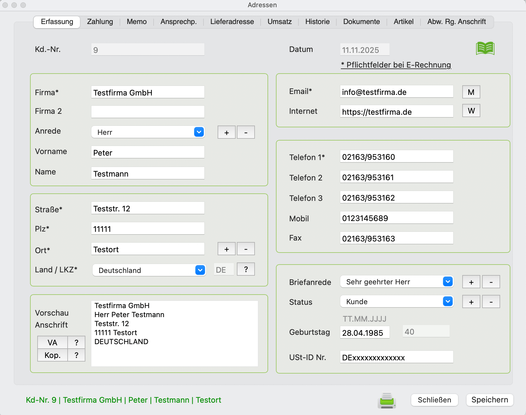 Pflichtfelder der E-Rechnung